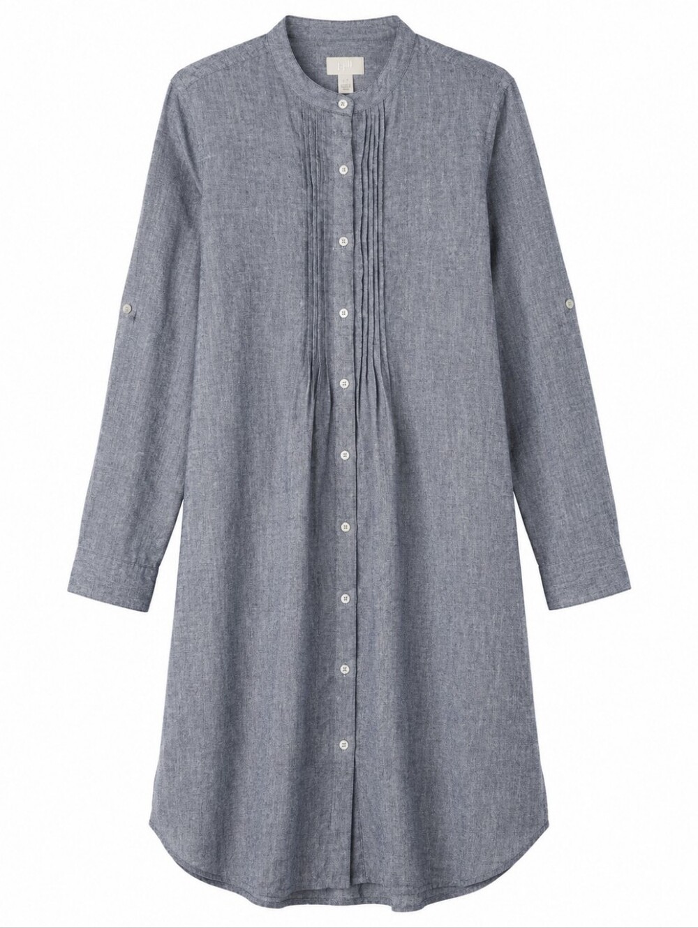 J. JILL | Linen Blend Blue Gray Button-Down Tunic Dress Duster | L Petite